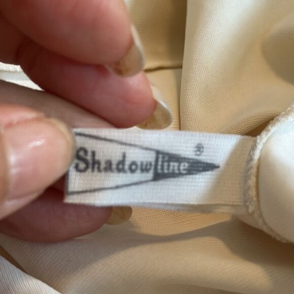 Vtg  Shadowline off white/cream nylon/spandex long camisole/adjustable straps - Picture 6 of 7